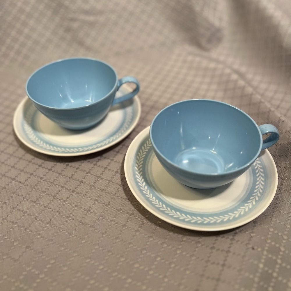 Aqua blue Lenotex Teacup and Saucer Set